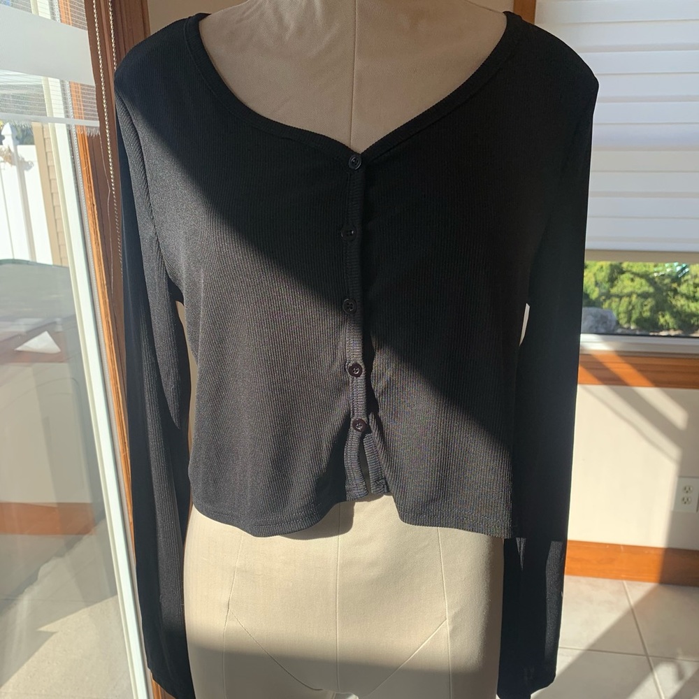 Black button up sweater